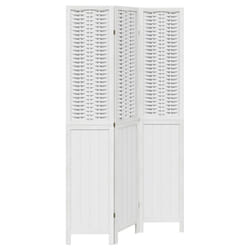 vidaXL Room Divider 3 Panels Office Privacy Screen White Solid Wood Paulownia