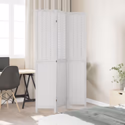 vidaXL Room Divider 3 Panels Office Privacy Screen White Solid Wood Paulownia