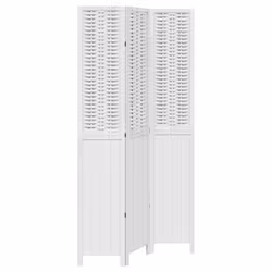 vidaXL Room Divider 3 Panels Office Privacy Screen White Solid Wood Paulownia