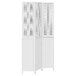 vidaXL Room Divider 3 Panels Office Privacy Screen White Solid Wood Paulownia