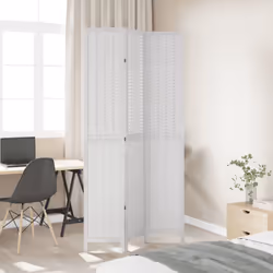 vidaXL Room Divider 3 Panels Office Privacy Screen White Solid Wood Paulownia
