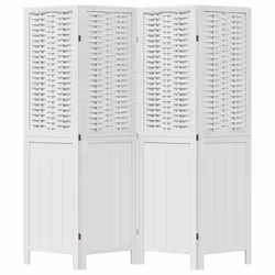 vidaXL Room Divider 4 Panels Office Privacy Screen White Solid Wood Paulownia