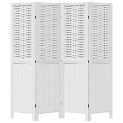 vidaXL Room Divider 4 Panels Office Privacy Screen White Solid Wood Paulownia