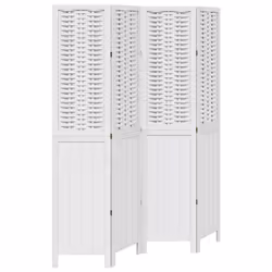 vidaXL Room Divider 4 Panels Office Privacy Screen White Solid Wood Paulownia
