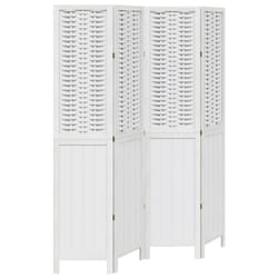 vidaXL Room Divider 4 Panels Office Privacy Screen White Solid Wood Paulownia