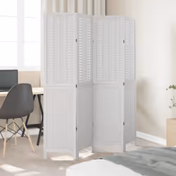 vidaXL Room Divider 4 Panels Office Privacy Screen White Solid Wood Paulownia