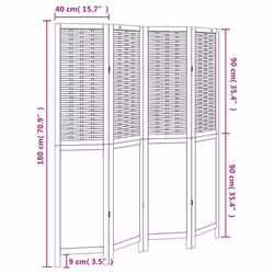 vidaXL Room Divider 4 Panels Office Privacy Screen White Solid Wood Paulownia