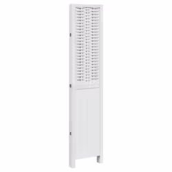 vidaXL Room Divider 4 Panels Office Privacy Screen White Solid Wood Paulownia - Additional view 4