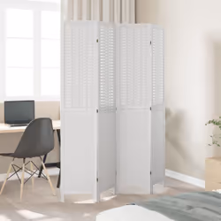 vidaXL Room Divider 4 Panels Office Privacy Screen White Solid Wood Paulownia