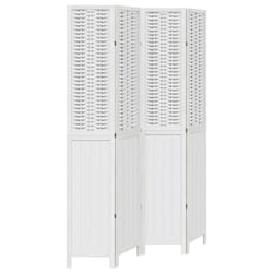 vidaXL Room Divider 4 Panels Office Privacy Screen White Solid Wood Paulownia