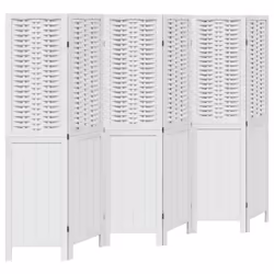 vidaXL Room Divider 6 Panels Office Privacy Screen White Solid Wood Paulownia