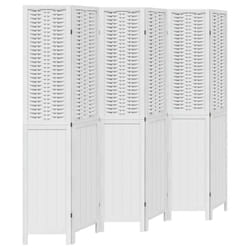 vidaXL Room Divider 6 Panels Office Privacy Screen White Solid Wood Paulownia