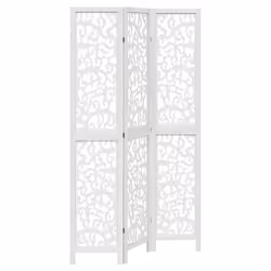 vidaXL Room Divider Privacy Screen Room Partition White Solid Wood Paulownia - 40 x 200 cm/ 3 piece