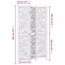 vidaXL Room Divider Privacy Screen Room Partition White Solid Wood Paulownia - 40 x 200 cm/ 3 piece