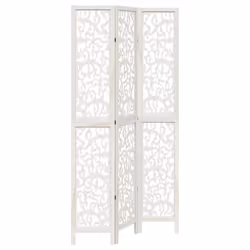 vidaXL Room Divider Privacy Screen Room Partition White Solid Wood Paulownia - 40 x 220 cm/ 3 piece