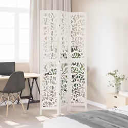 vidaXL Room Divider Privacy Screen Room Partition White Solid Wood Paulownia - 40 x 220 cm/ 3 piece