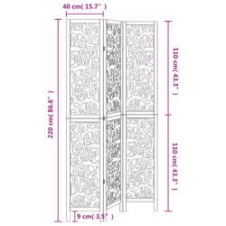 vidaXL Room Divider Privacy Screen Room Partition White Solid Wood Paulownia - 40 x 220 cm/ 3 piece - Additional view 6