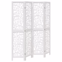 vidaXL Room Divider Privacy Screen Room Partition White Solid Wood Paulownia - 40 x 180 cm/ 4 piece