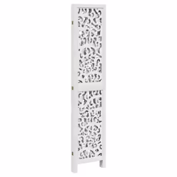 vidaXL Room Divider Privacy Screen Room Partition White Solid Wood Paulownia - 40 x 180 cm/ 4 piece - Additional view 4