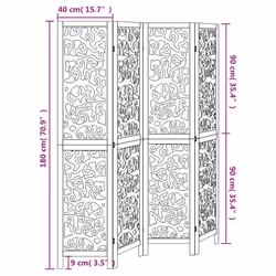 vidaXL Room Divider Privacy Screen Room Partition White Solid Wood Paulownia - 40 x 180 cm/ 4 piece - Additional view 7