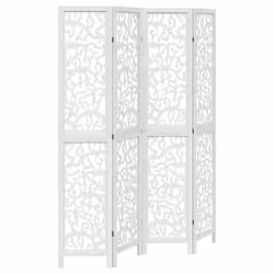 vidaXL Room Divider Privacy Screen Room Partition White Solid Wood Paulownia - 40 x 200 cm/ 4 piece