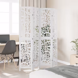 vidaXL Room Divider Privacy Screen Room Partition White Solid Wood Paulownia - 40 x 200 cm/ 4 piece