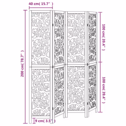 vidaXL Room Divider Privacy Screen Room Partition White Solid Wood Paulownia - 40 x 200 cm/ 4 piece - Additional view 7