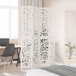 vidaXL Room Divider Privacy Screen Room Partition White Solid Wood Paulownia - 40 x 220 cm/ 4 piece