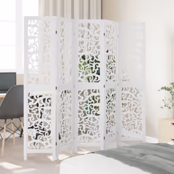 vidaXL Room Divider Privacy Screen Room Partition White Solid Wood Paulownia - 40 x 180 cm/ 5 piece - Additional view 2