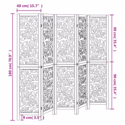 vidaXL Room Divider Privacy Screen Room Partition White Solid Wood Paulownia - 40 x 180 cm/ 5 piece - Additional view 7