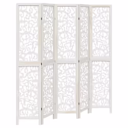 vidaXL Room Divider Privacy Screen Room Partition White Solid Wood Paulownia - 40 x 200 cm/ 5 piece