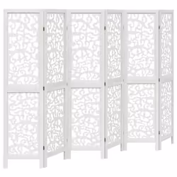 vidaXL Room Divider Privacy Screen Room Partition White Solid Wood Paulownia - 40 x 160 cm/ 6 piece