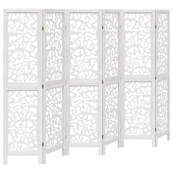 vidaXL Room Divider Privacy Screen Room Partition White Solid Wood Paulownia - 40 x 160 cm/ 6 piece
