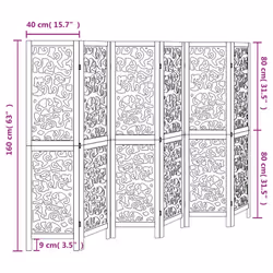 vidaXL Room Divider Privacy Screen Room Partition White Solid Wood Paulownia - 40 x 160 cm/ 6 piece