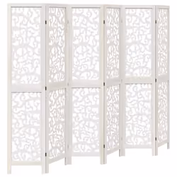 vidaXL Room Divider Privacy Screen Room Partition White Solid Wood Paulownia - 40 x 180 cm/ 6 piece