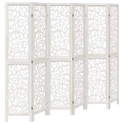 vidaXL Room Divider Privacy Screen Room Partition White Solid Wood Paulownia - 40 x 180 cm/ 6 piece