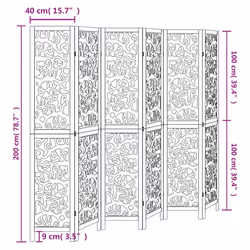vidaXL Room Divider Privacy Screen Room Partition White Solid Wood Paulownia - 40 x 200 cm/ 6 piece - Additional view 7