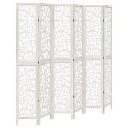 vidaXL Room Divider Panel Privacy Screen 6 Panels White Solid Wood Paulownia