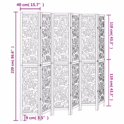 vidaXL Room Divider Panel Privacy Screen 6 Panels White Solid Wood Paulownia