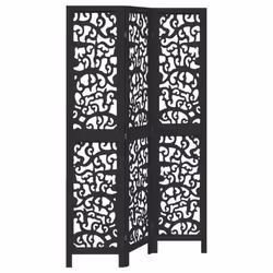 vidaXL Room Divider Privacy Screen Privacy Panel Black Solid Wood Paulownia - 40 x 180 cm/ 3 piece