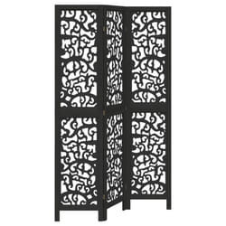 vidaXL Room Divider Privacy Screen Privacy Panel Black Solid Wood Paulownia - 40 x 180 cm/ 3 piece