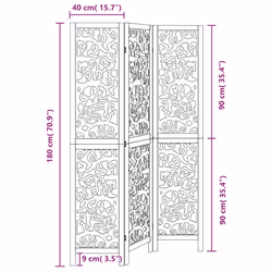 vidaXL Room Divider Privacy Screen Privacy Panel Black Solid Wood Paulownia - 40 x 180 cm/ 3 piece - Additional view 7