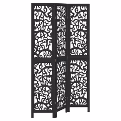 vidaXL Room Divider Privacy Screen Privacy Panel Black Solid Wood Paulownia - 40 x 200 cm/ 3 piece