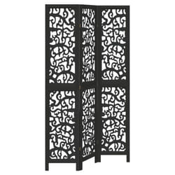 vidaXL Room Divider Privacy Screen Privacy Panel Black Solid Wood Paulownia - 40 x 200 cm/ 3 piece