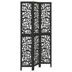 vidaXL Room Divider Privacy Screen Privacy Panel Black Solid Wood Paulownia - 40 x 220 cm/ 3 piece