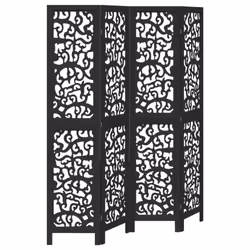 vidaXL Room Divider Privacy Screen Privacy Panel Black Solid Wood Paulownia - 40 x 180 cm/ 4 piece