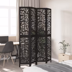 vidaXL Room Divider Privacy Screen Privacy Panel Black Solid Wood Paulownia - 40 x 180 cm/ 4 piece