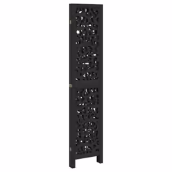 vidaXL Room Divider Privacy Screen Privacy Panel Black Solid Wood Paulownia - 40 x 180 cm/ 4 piece - Additional view 4