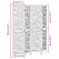 vidaXL Room Divider Privacy Screen Privacy Panel Black Solid Wood Paulownia - 40 x 180 cm/ 4 piece - Additional view 7