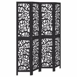 vidaXL Room Divider Privacy Screen Privacy Panel Black Solid Wood Paulownia - 40 x 200 cm/ 4 piece